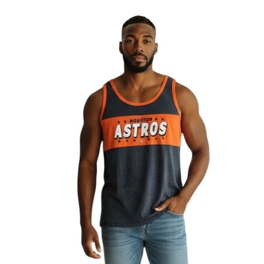 Houston Astros Tank Top Men's XL Blue Orange MLB Baseball Sleeveless Shirt
